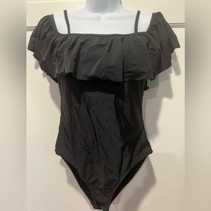 Funnygirl black ruffle swimsuit one piece size L